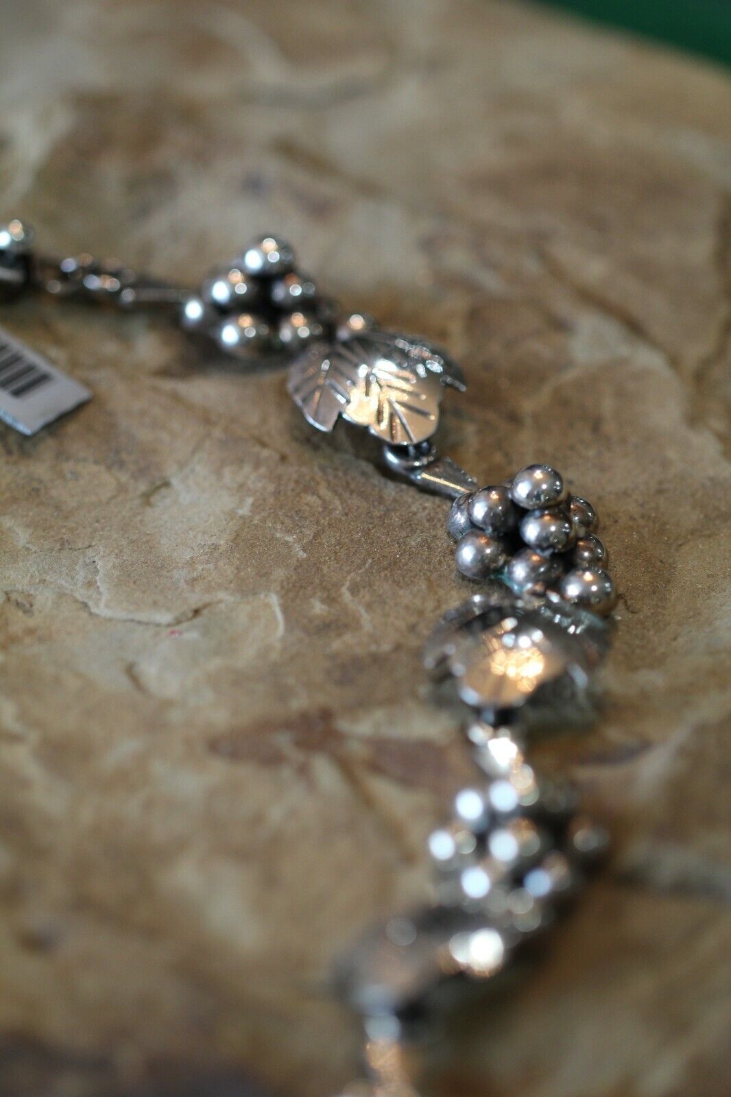 *VINTAGE* Taxco Mexico Sterling Silver Grape Vine Necklace Hand Made Signed 17"