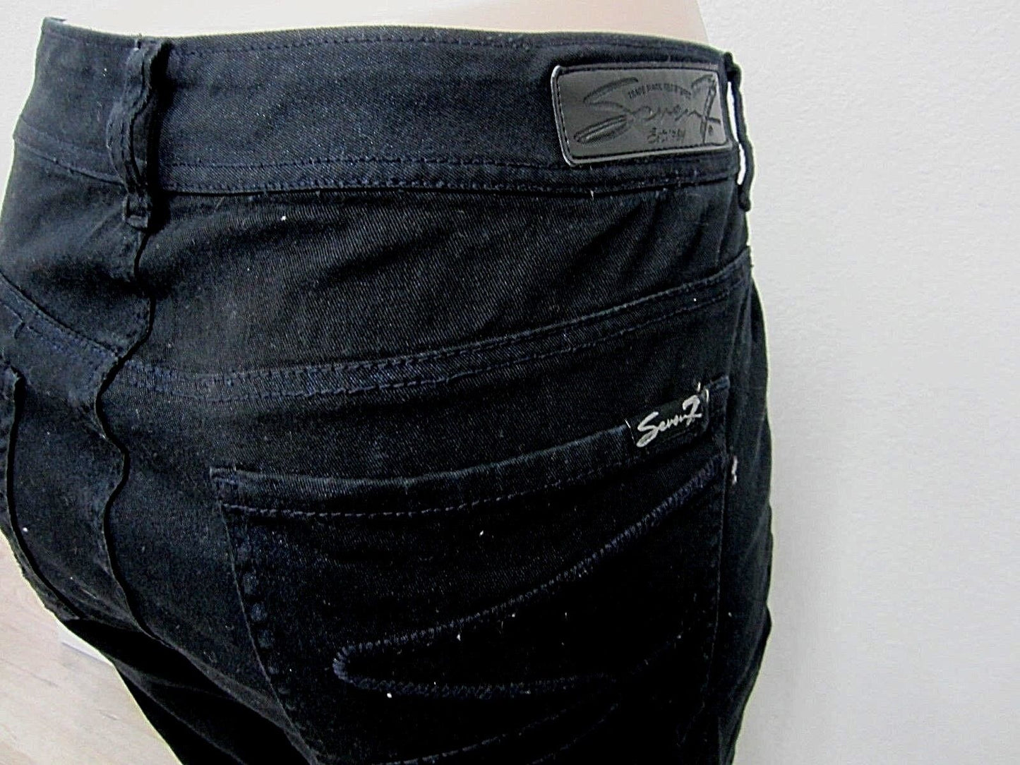 NEW 7 FOR ALL MANKIND WOMENS SLIM ILLUSION LUXE HIGH WAIST SKINNY IN BLACK Sz 20