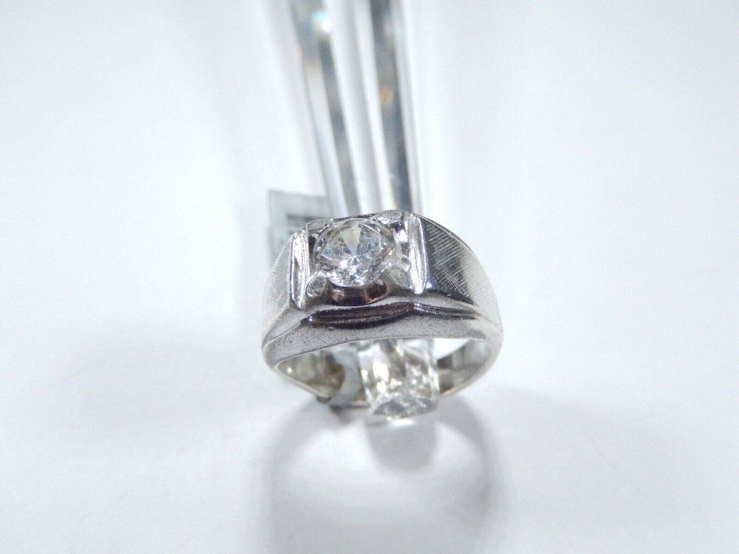 *VINTAGE* Sterling Silver 1.00 CT CZ Round Brilliant Solitaire Men’s Ring Sz 8.5