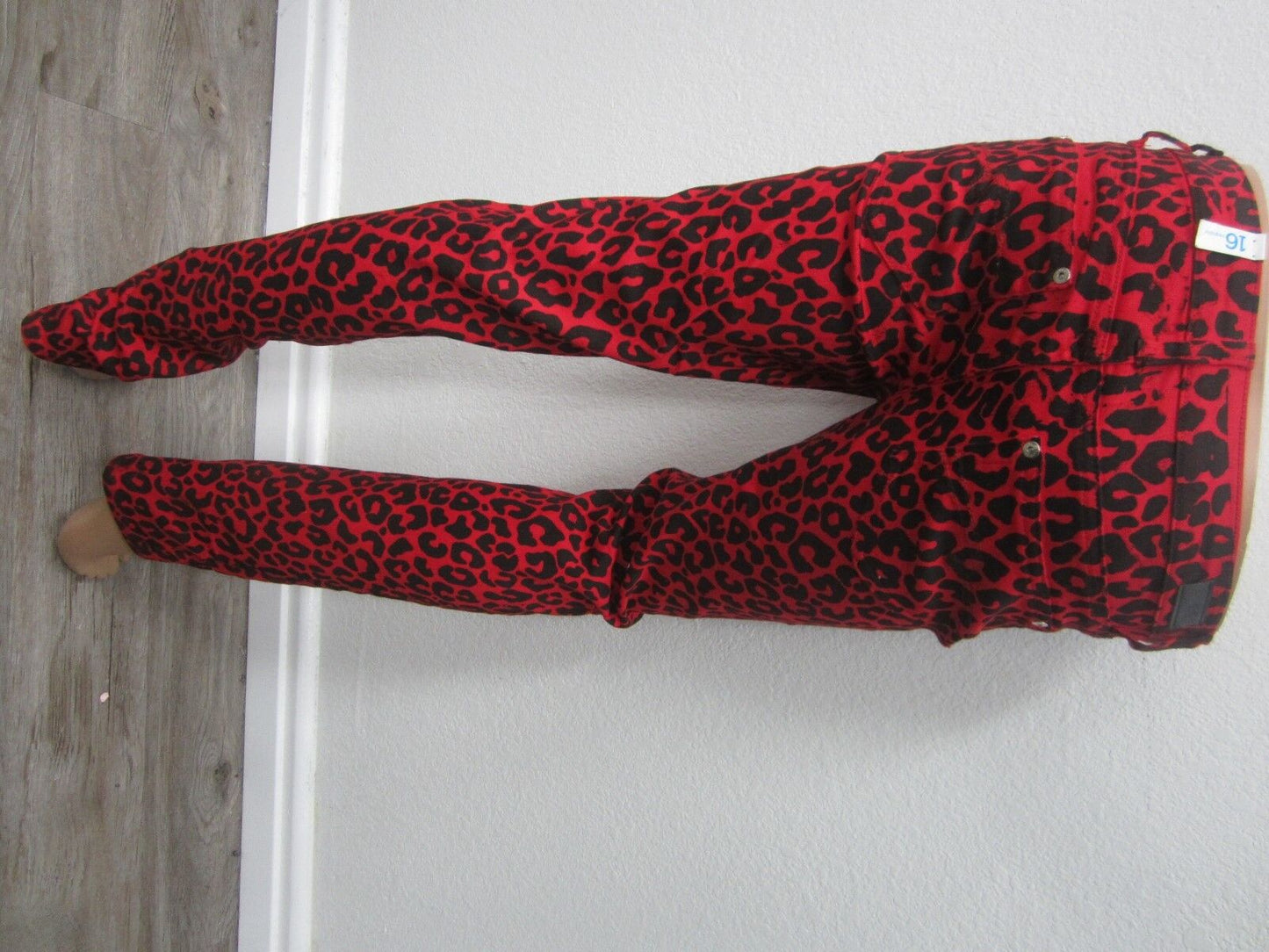 NWT  Justice Girls Premium Red/Blk  Jeans Low Rise Super Skinny Size 16R x 30.5"