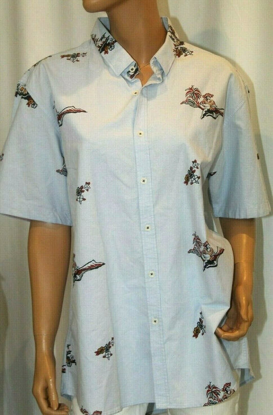 *NWT* $69. 7 Diamonds High QualityMens Blue Hawaiian Short Sleeve Shirt Size XXL