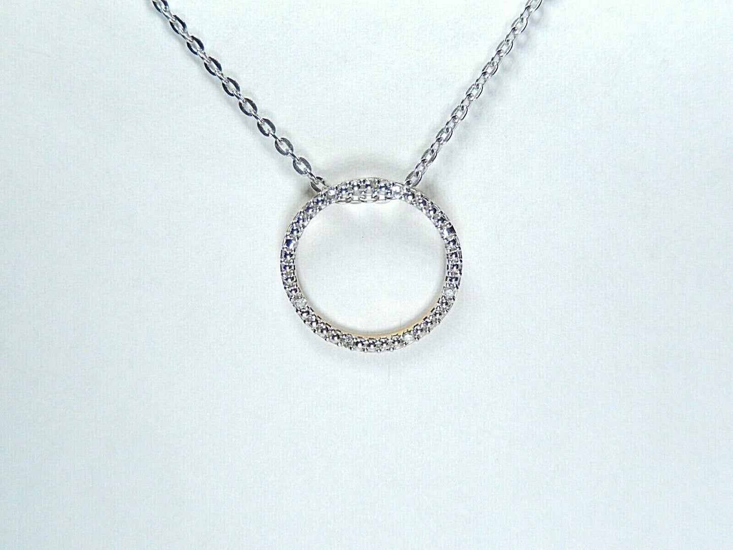 *NWT*  10K YELLOW & WHITE GOLD  ETERNITY CIRCLE DIAMOND PENDANT With 18" Chain