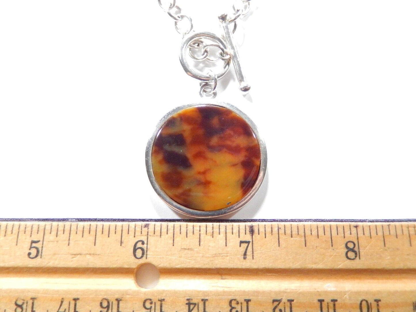 *VINTAGE*  17" Toggle Shell Necklace .925 Sterling Silver LARGE Round Links