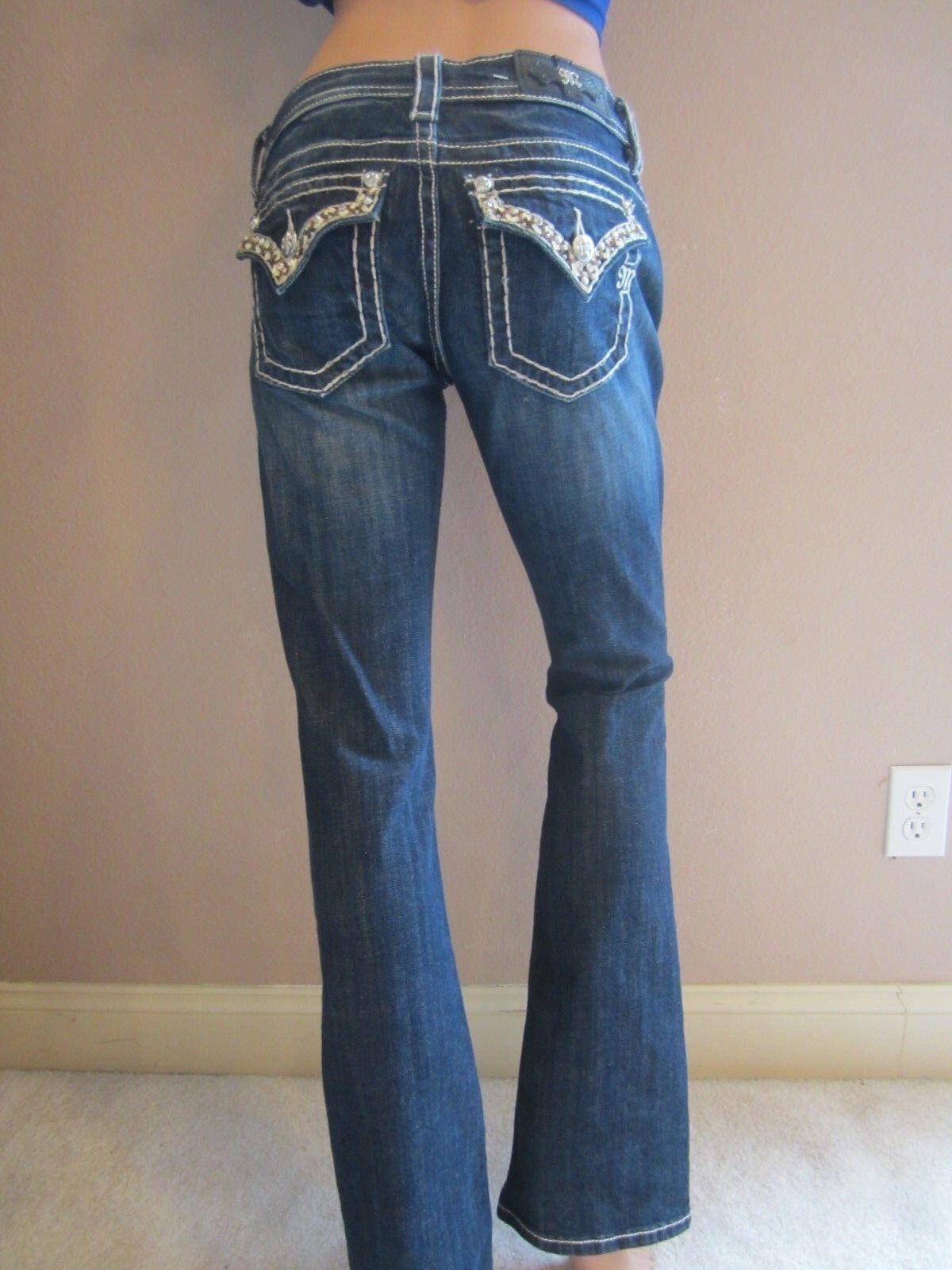 NWT- MISS ME  Embellished Signature Boot Cut Stretch Jeans 27 x 34 NWT