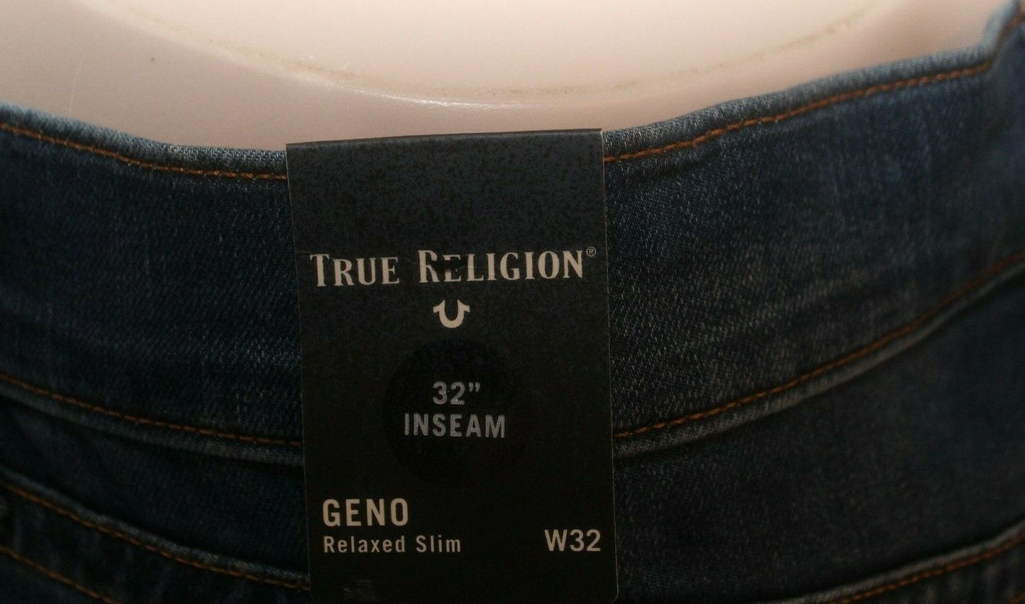 *NWT* True Religion Jeans Men's Geno Relaxed Slim Stretch Denim Size W32 x L32