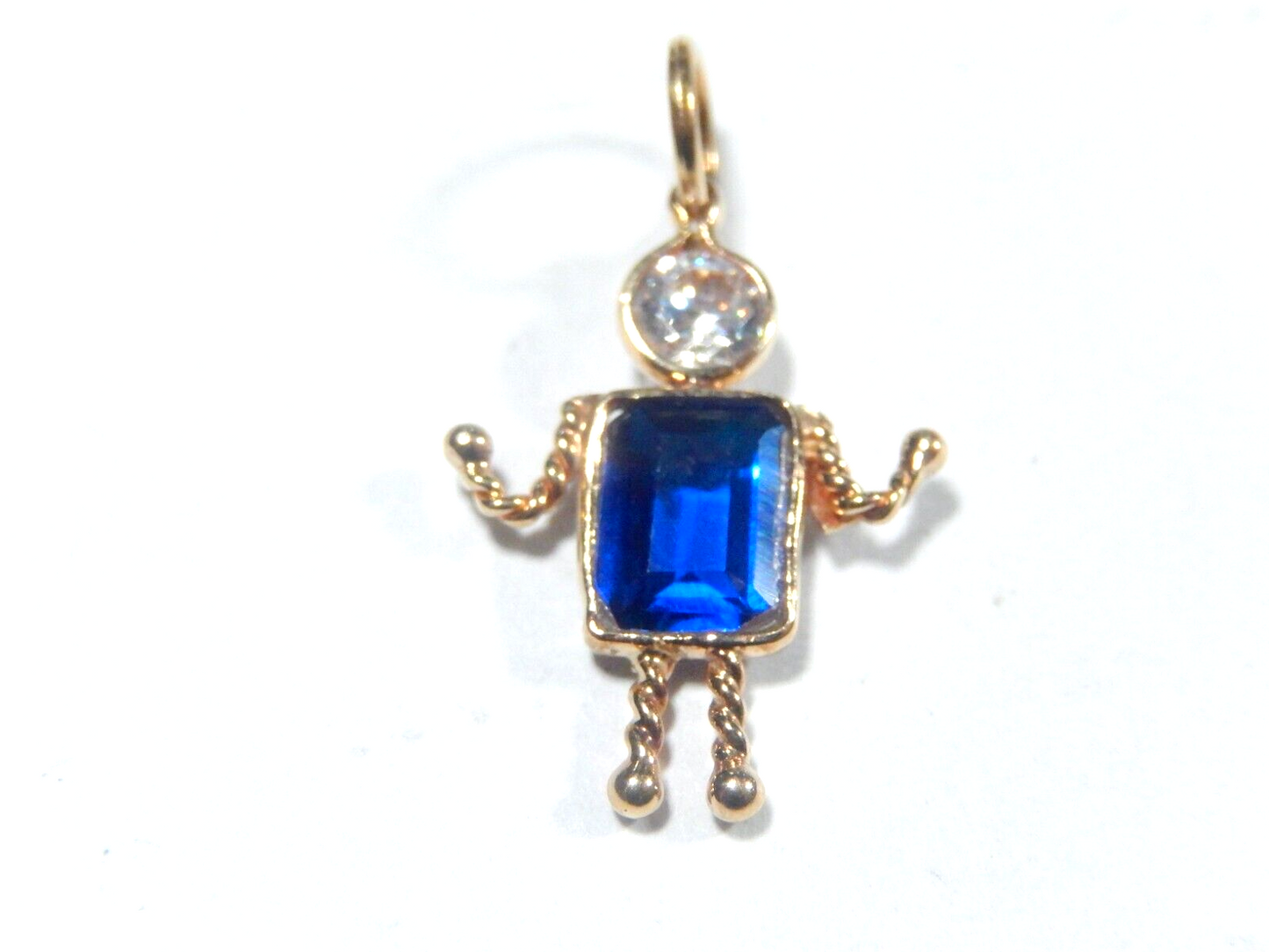 14K Yellow Gold Birthstone Baby Boy CZ Cubic Zirconia Charm Pendant