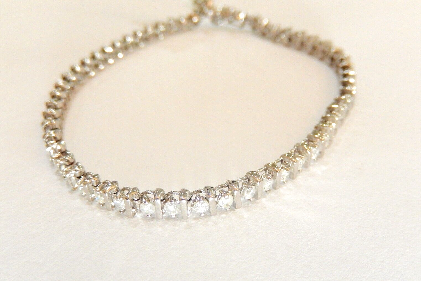 *NWT* 14K White Gold 2.00 Ct Round Natural Real Diamond Tennis Bracelet 7"