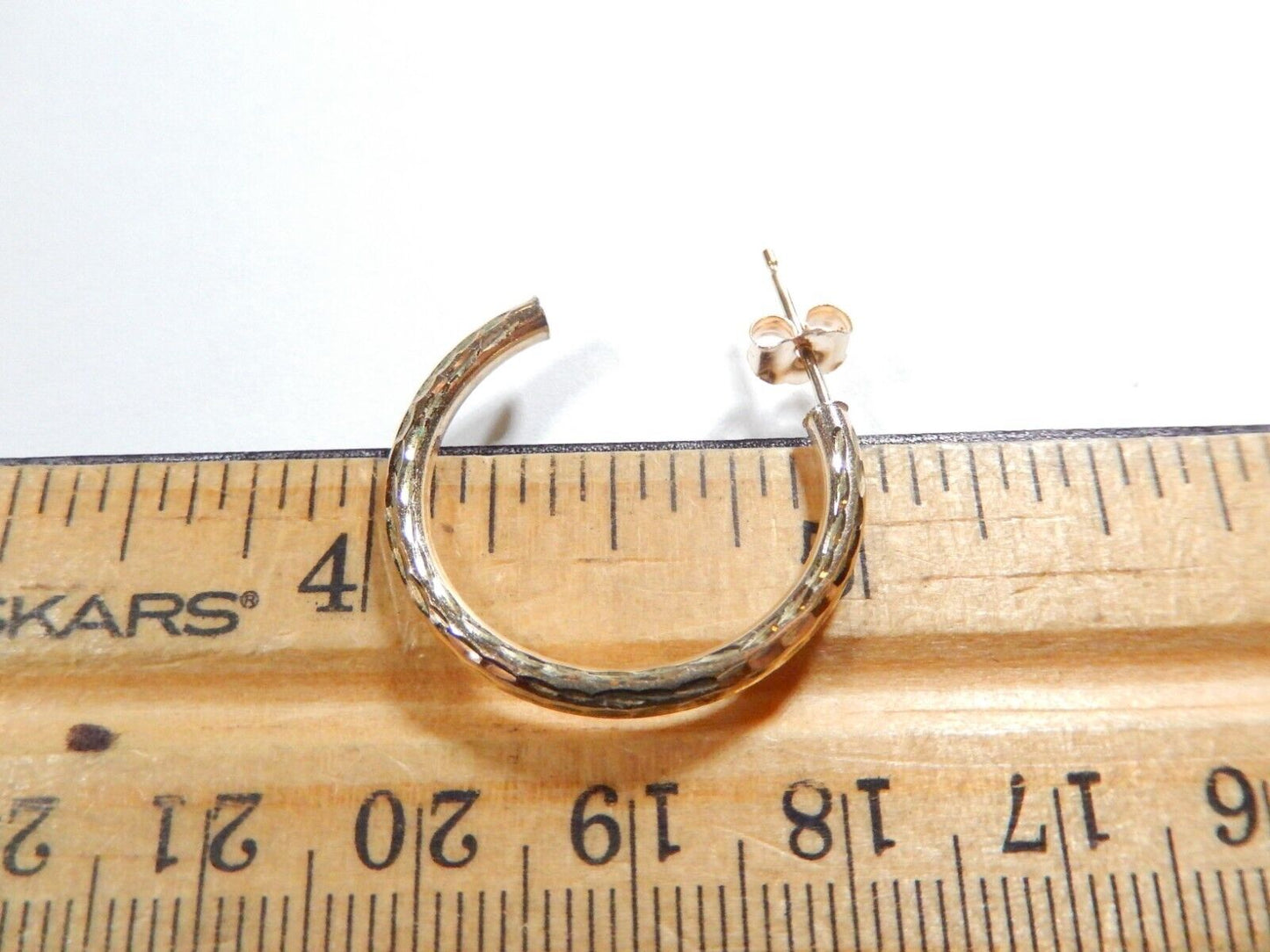10K Yellow Gold Diamond Cut "J" Hoop 1" Diam. Post Back Earrings