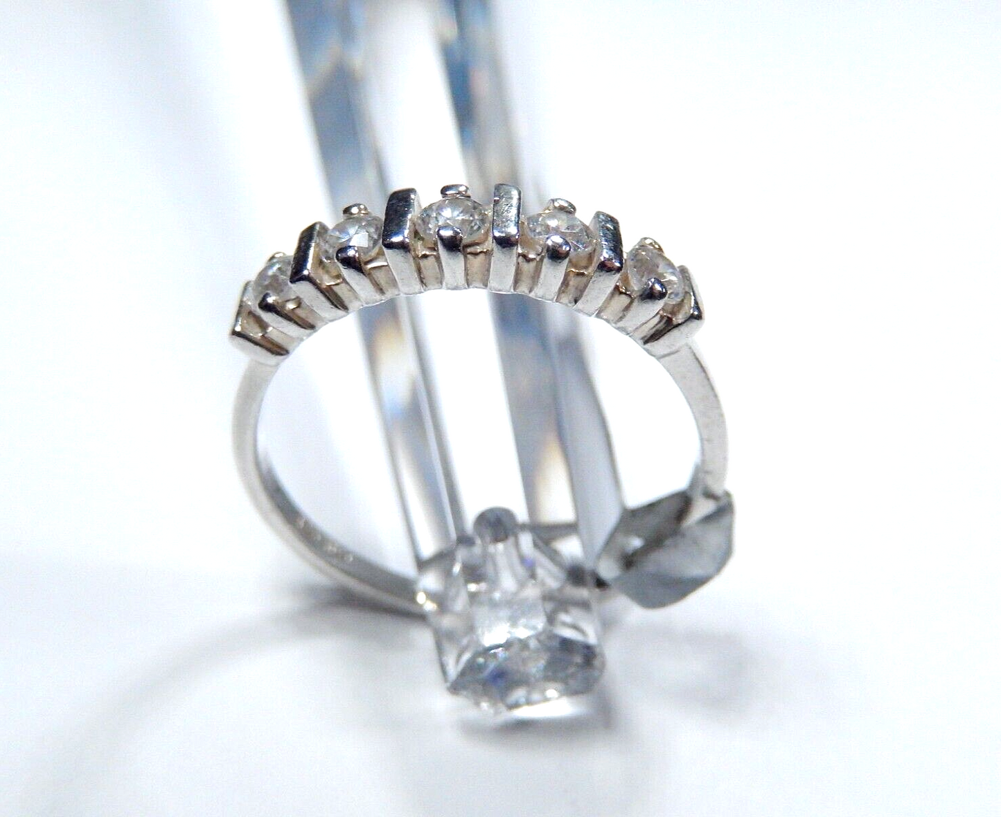 *VINTAGE*  Sterling Silver Channel-Set CZ 4mm Band Ring Size 7.75