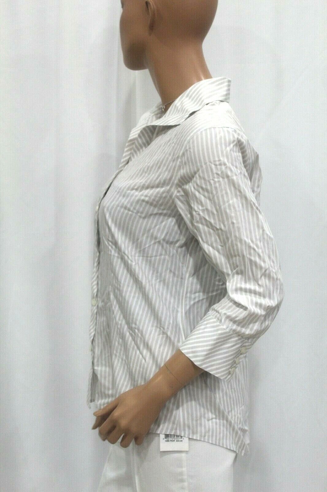 Chico's No-Iron  Button-Down Stripe Blouse  (Chico's 1) 100% Cotton SUPER CUTE