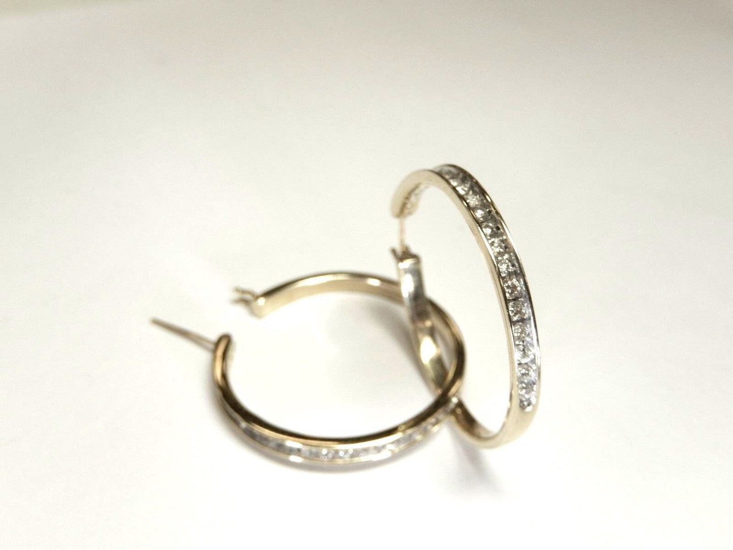 LARGE 14k Yellow Gold 2.5 CT Natural Diamond Hoop Earrings  32.5mm  8.39gms