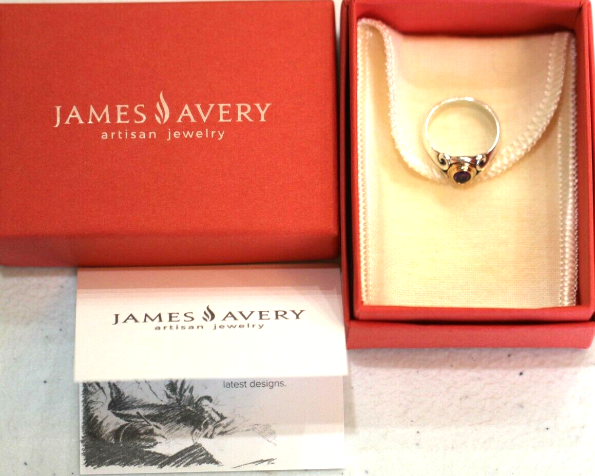 *RETIRED* - R A R E - James Avery  14K Gold  & Sterling  DOUBLE SCROLL AMETHYST