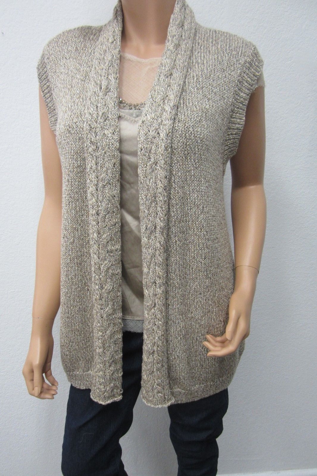 VERY NICE Chico's Open Front Cardigan Sweater Short Sleeve Womens XL (1)