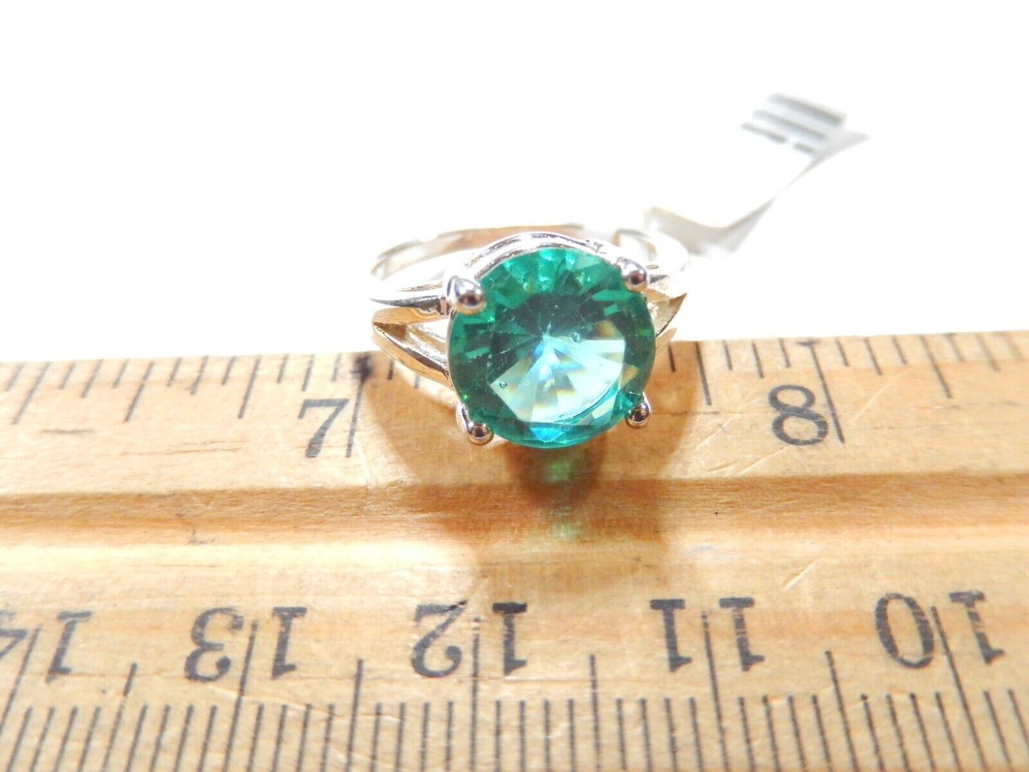 *VINTAGE* Sterling Silver 4Ct Lab Created Emerald Solitaire Wedding Ring Sz 6.75