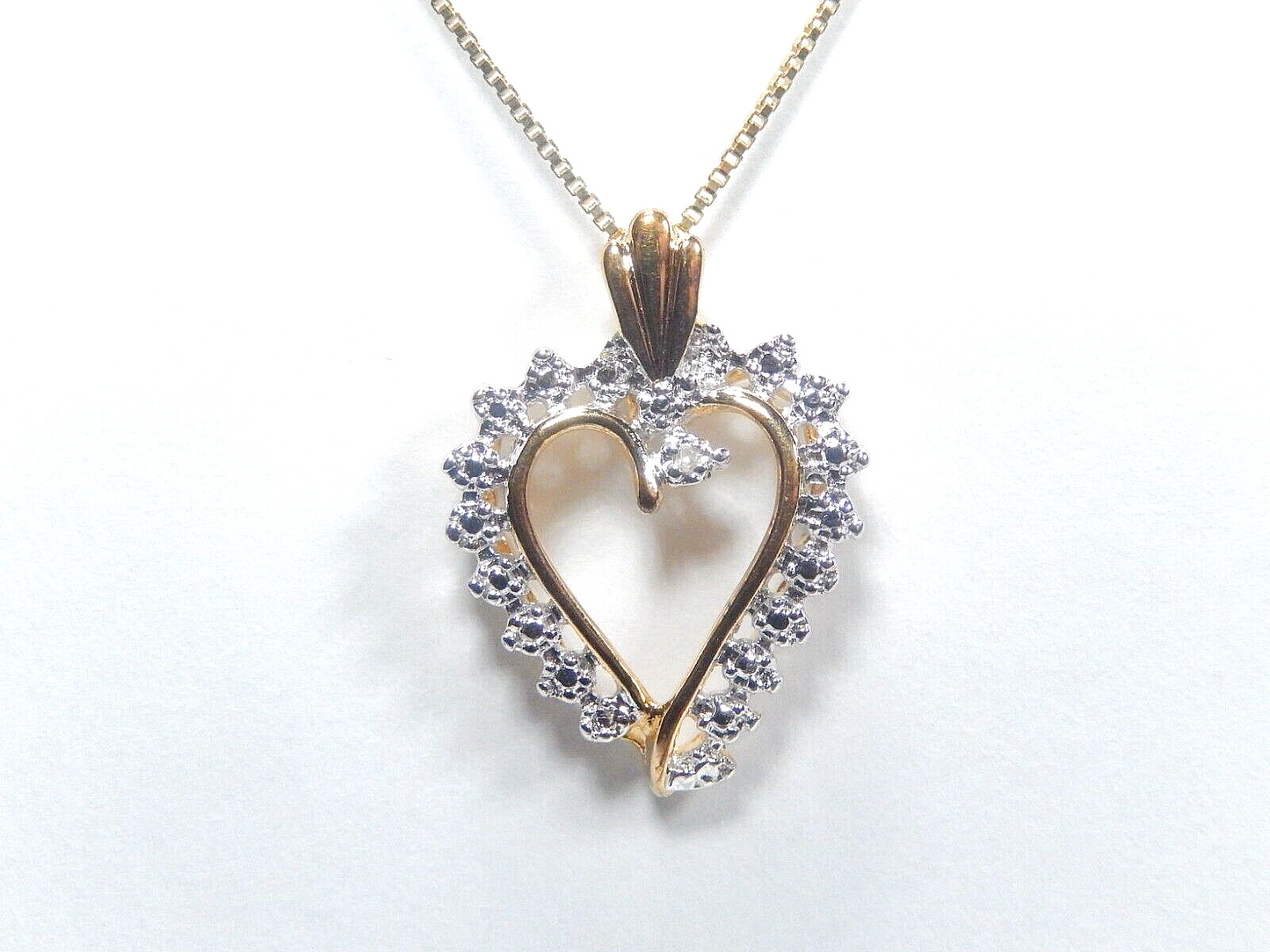 Gold Vermeil Sterling Silver Diamond Heart Pendant w/18" chain