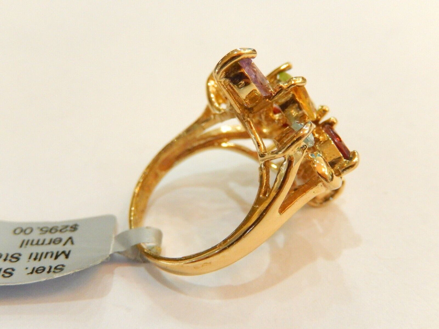 *VINTAGE*  14K Gold Vermeil Sterling Silver Multi Gem Ring - Size 5.25