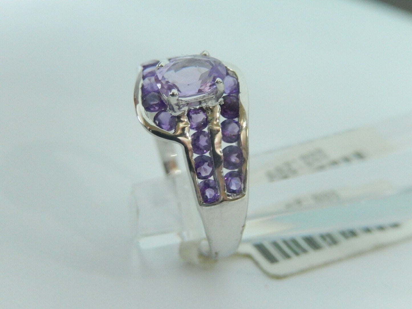 Solid 10k White Gold 1CT Natural Amethyst Ladies Ring Size 7.5