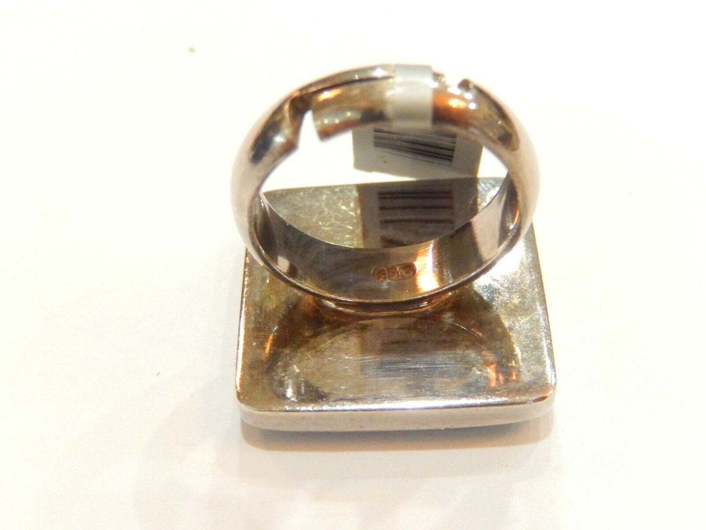 *VINTAGE*  OCEAN STYLE STERLING SILVER  MOTHER OF PEARL RING ADJUSTABLE 8-11
