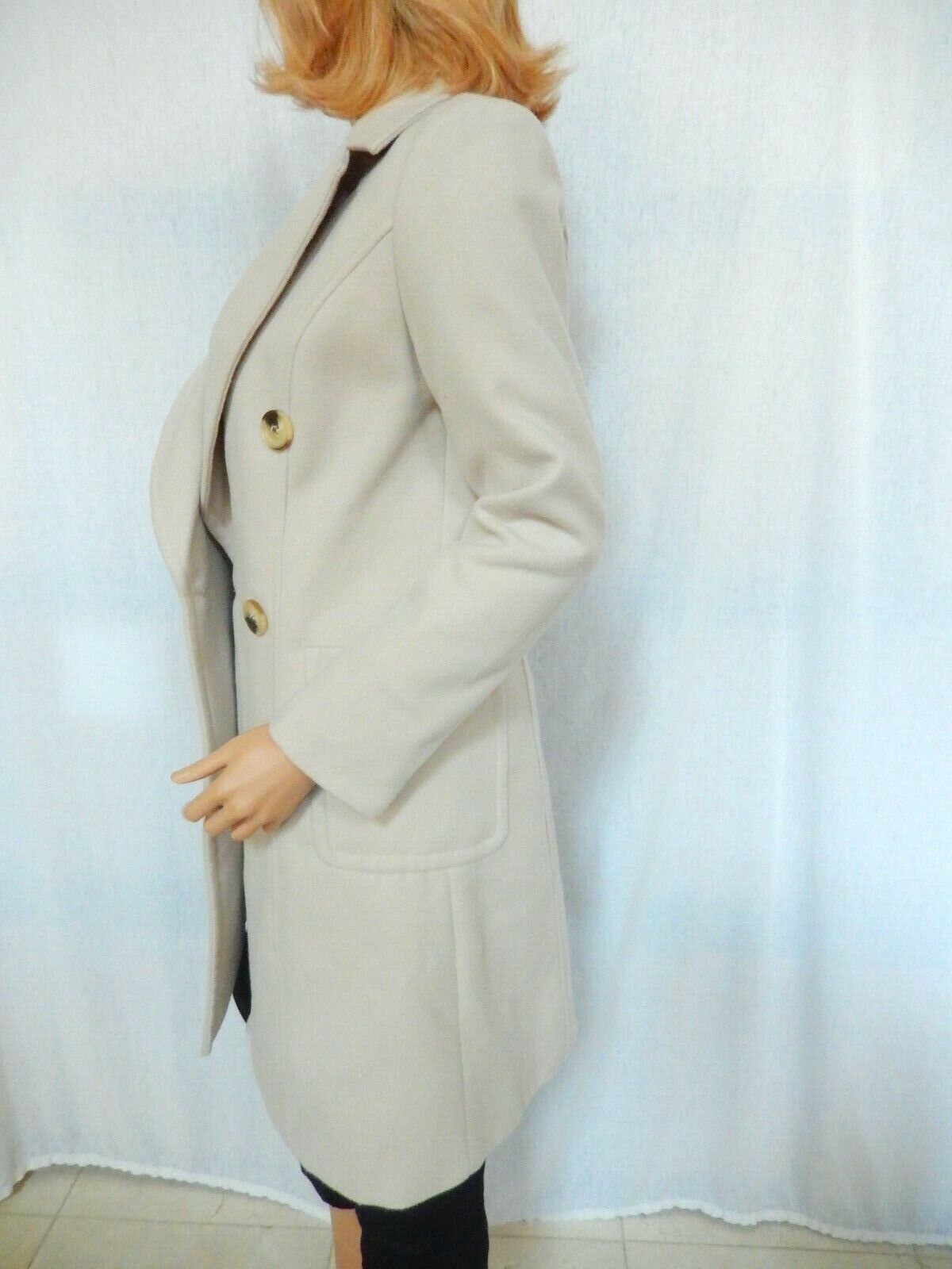 *NWT* $228  DIFFERENTES  STYLEWE  Women's Lt Tan Wool Blend Long Coat Size Med