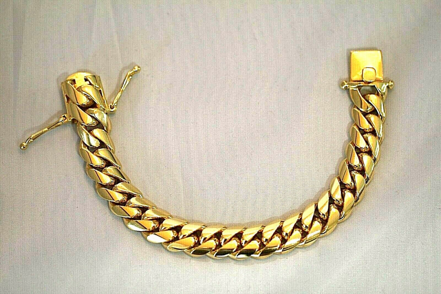 10K Yellow Gold Solid Mens 15mm Miami Cuban Link Bracelet Box Clasp 8.5"-143.3gm