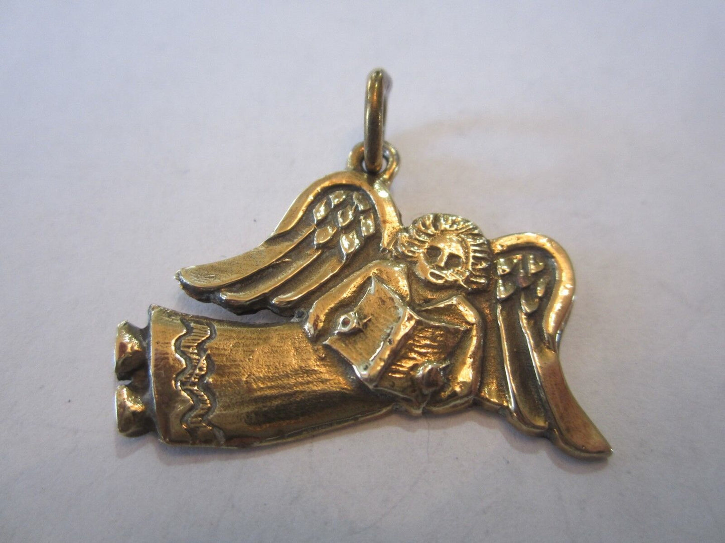 RETIRED Jeep Collins Beautiful Brass Guardian Angel Vintage Pendant