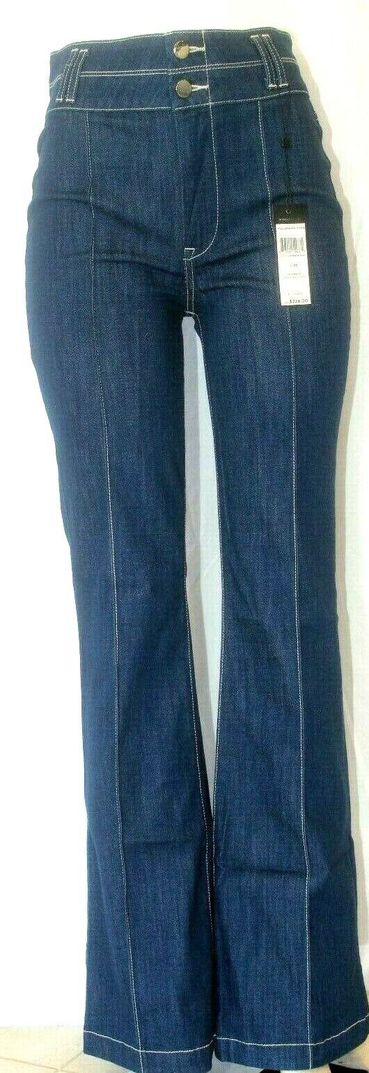 *NWT* $228.  BCBG Maxazria Wide Leg Flare Dark Jeans "SUPER COOL" Size W28 x L33