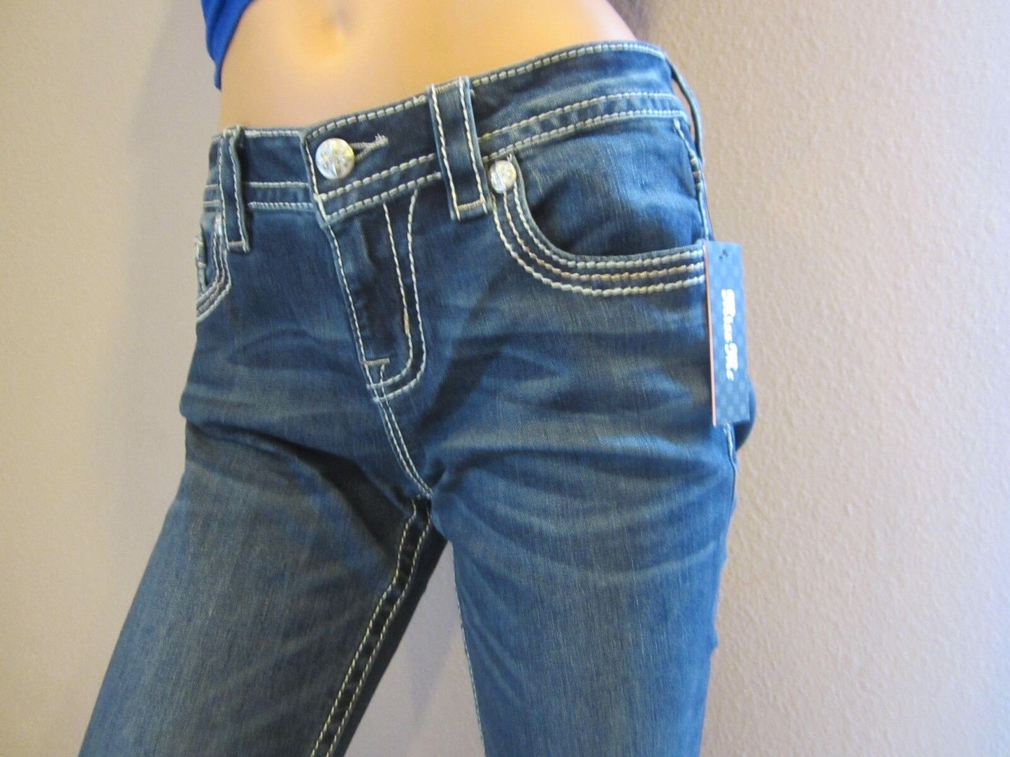 NWT MISS ME Embellished Signature Boot Cut Stretch Jeans 27 x 34