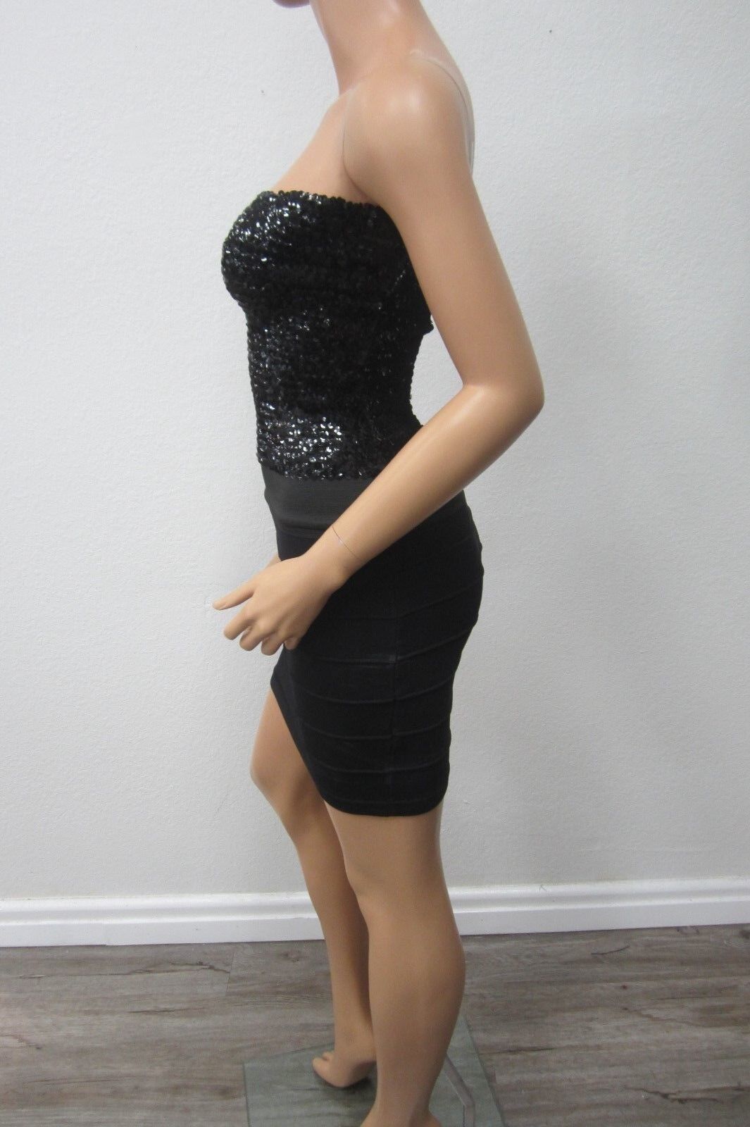 *SEXY HOT* OXYGENE BLACK SEQUIN SLEEVELESS BODYCON STRETCH DRESS Size M