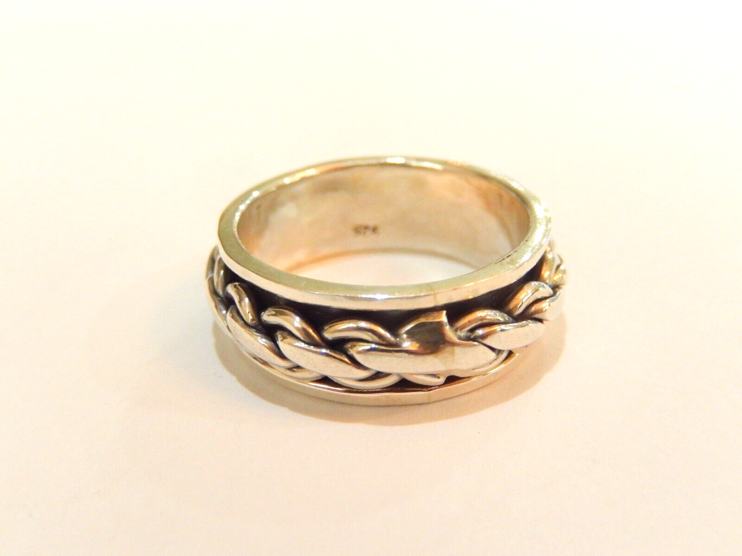 *VINTAGE*  Braid Design Sterling Silver Spinner Band Ring - Size 10