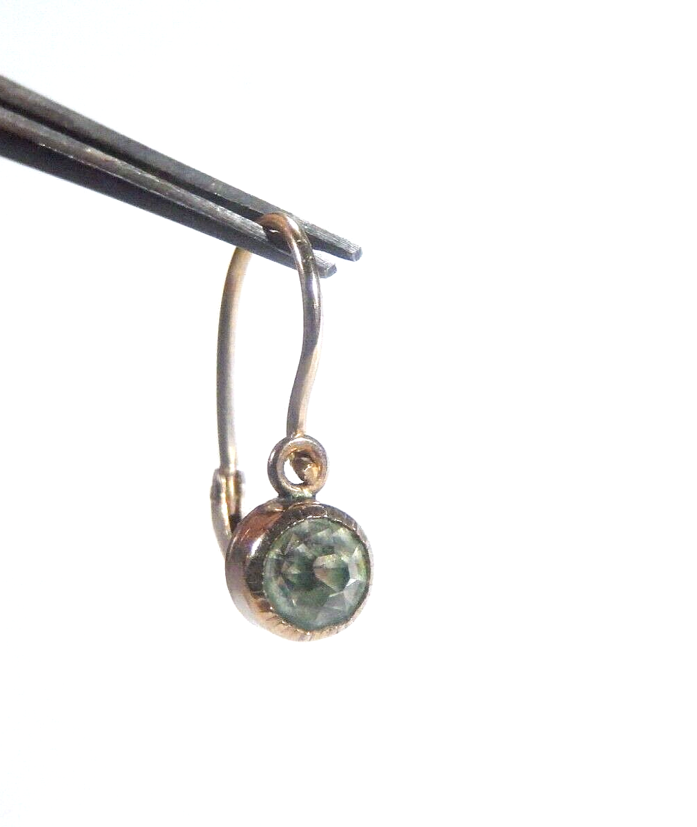 *VINTAGE*  10k Yellow Gold Round Peridot Hinge Back Dangle Earrings