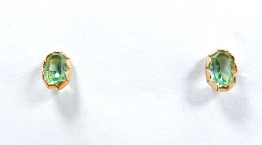 *VINTAGE*  14k Yellow Gold 1.00CT Oval Cut Peridot Stud Earrings