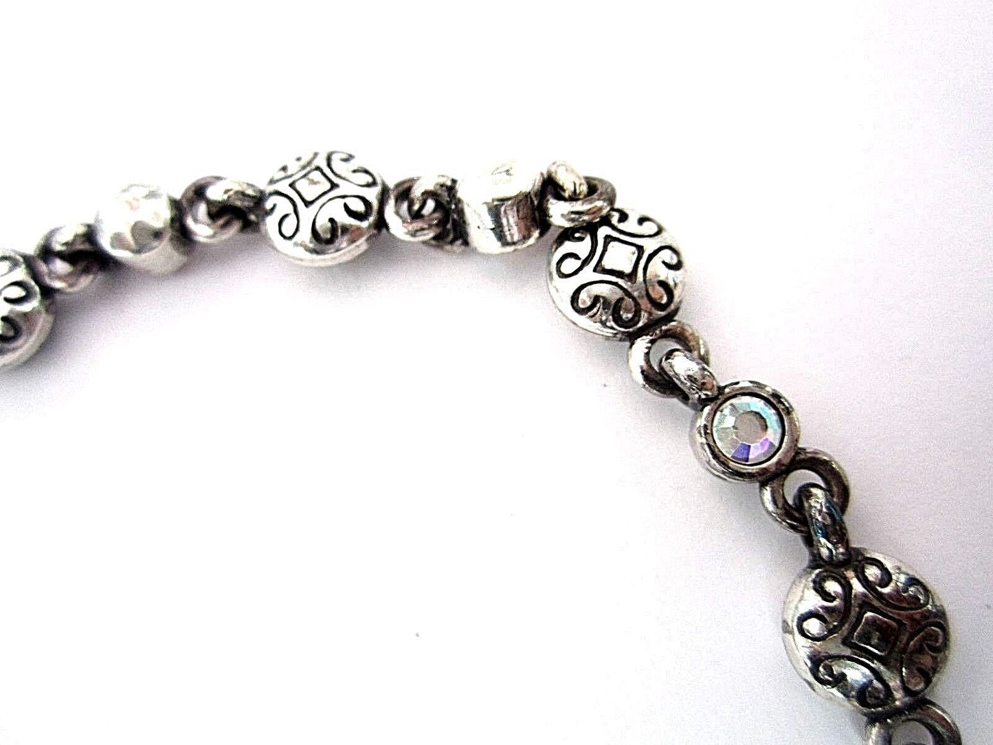 RETIRED Gorgeous Brighton Silver Tone Swarovski Crystals Link Bracelet 7" - 8"