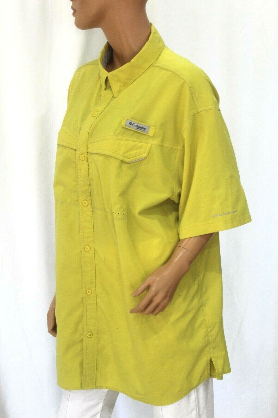 Columbia PFG Omni-Shade Yellow Vented Fishing Shirt Men's Large