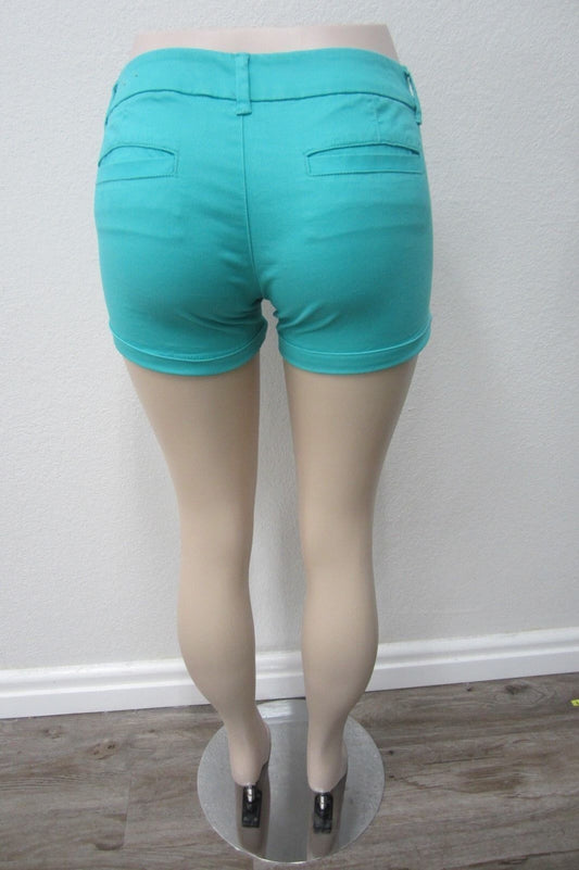 NEW $35 American Eagle Midi Stretch Cuffed Mini Shorts Teal Blue Size 2
