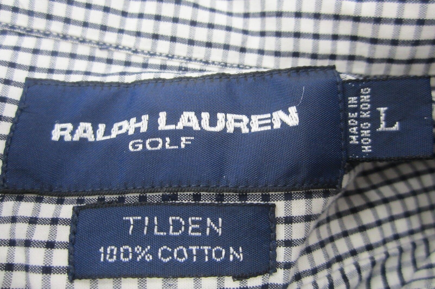 RALPH LAUREN GOLF "TILDEN" MEN'S L NAVY PLAID PONY SHIRT BUTTON DOWN COLLAR