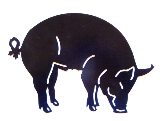 ~NEW~ 14ga. "PIG" Black Metal Wall Art - 13" x 9.5"