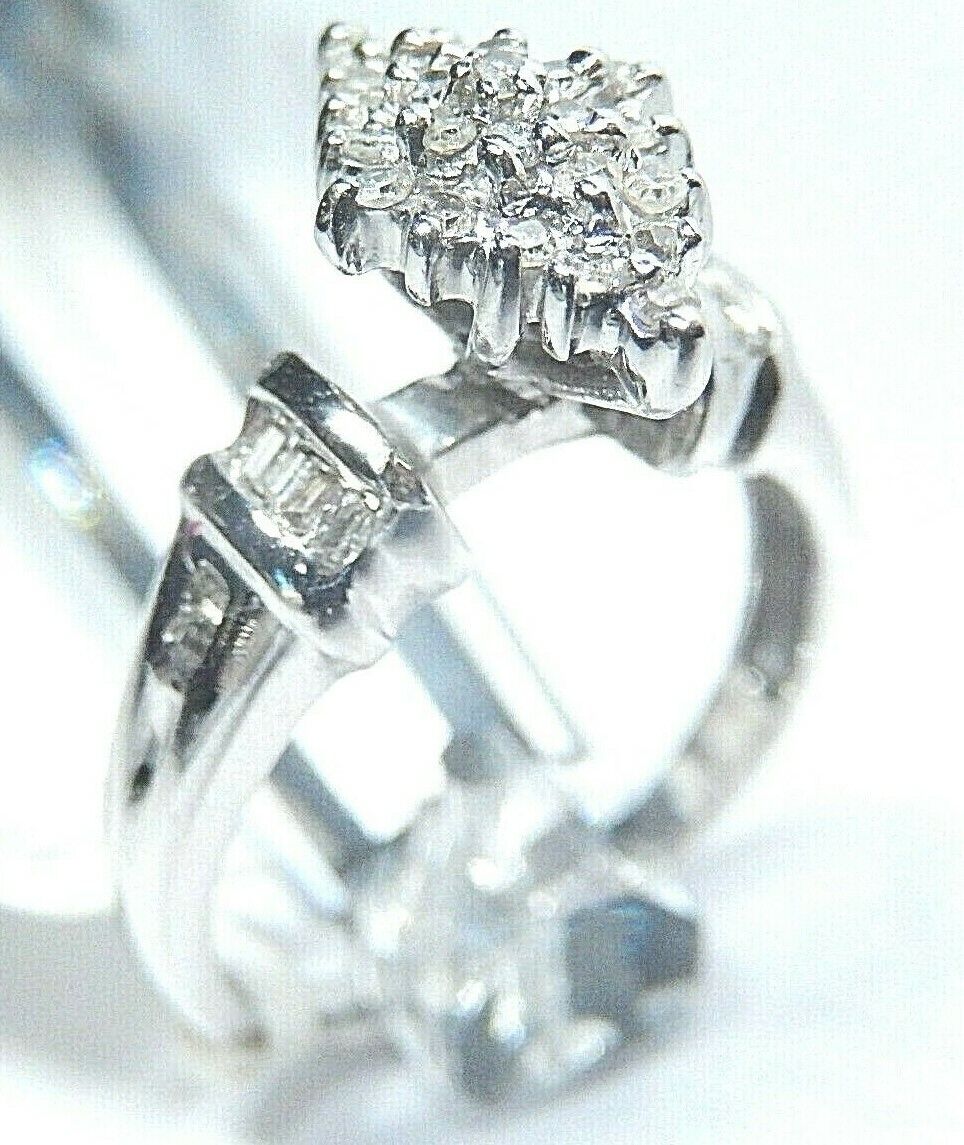 *VINTAGE*  10K White Gold Marquise Shape  and Natural Round Diamonds Ring .33ct