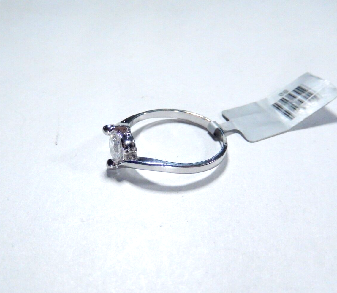 *VINTAGE*  Sterling Silver 2/3 CT CZ Solitaire Band Bypass  Ring Size 7