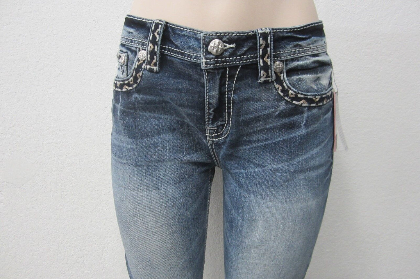 NWT Miss Me M5014S278 Women's Embroidered Back Pocket Skinny Jeans Sz 26 x 30