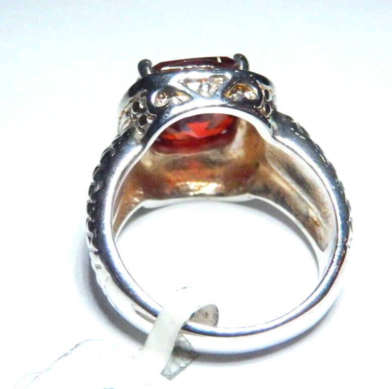 Sterling Silver 11 mm Cushion Cut  5.00 CT Ruby Gemstone Solitaire Ring 7.5