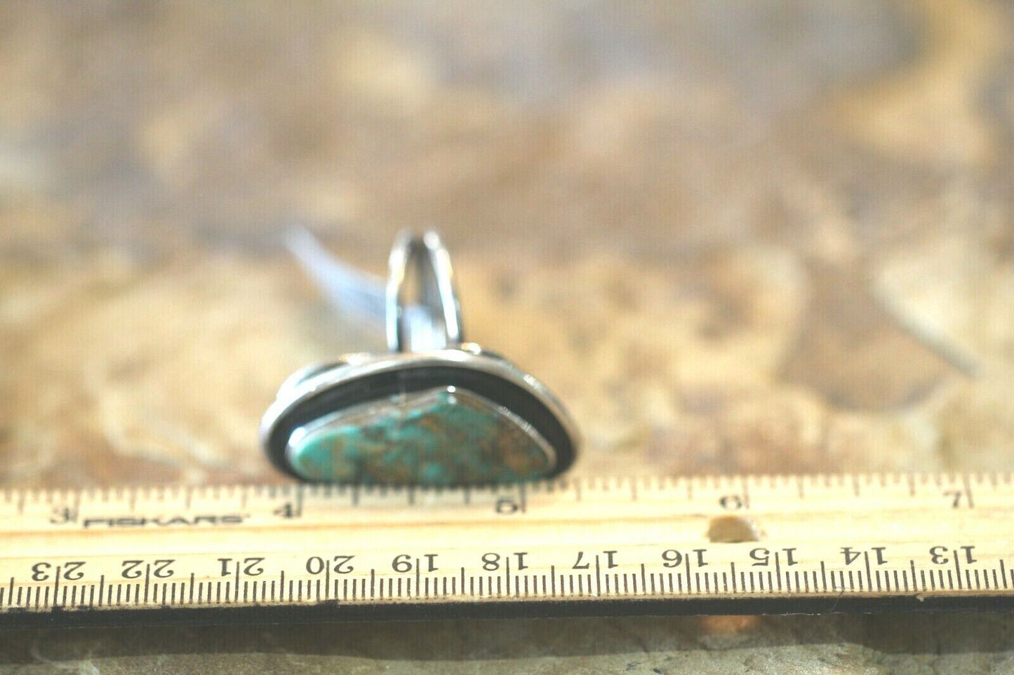 *VINTAGE*  LARGE Sterling Silver Green TURQUOISE NATIVE AMERICAN RING Ring