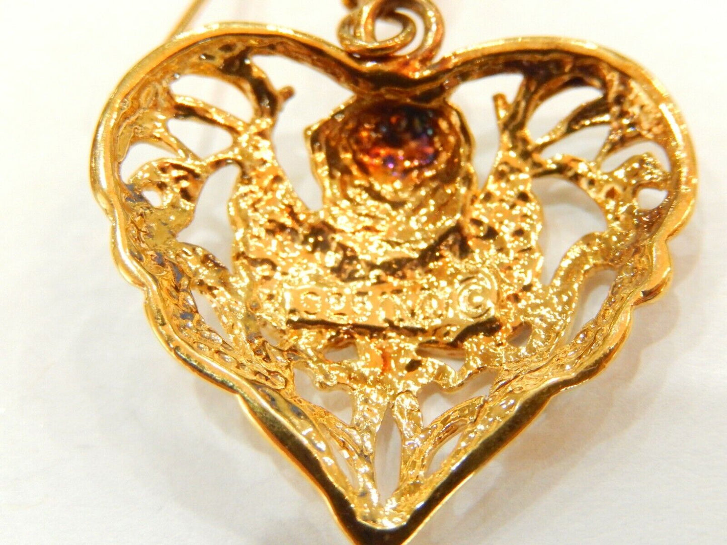 14K Yellow Gold Vermeil Sterling Angel Heart Hook Earrings