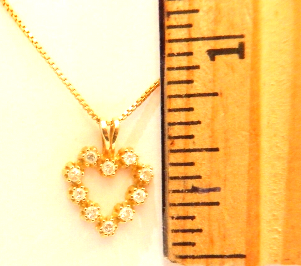 10k Yellow Gold 10 Diamond  Heart  Pendant With 18" Chain