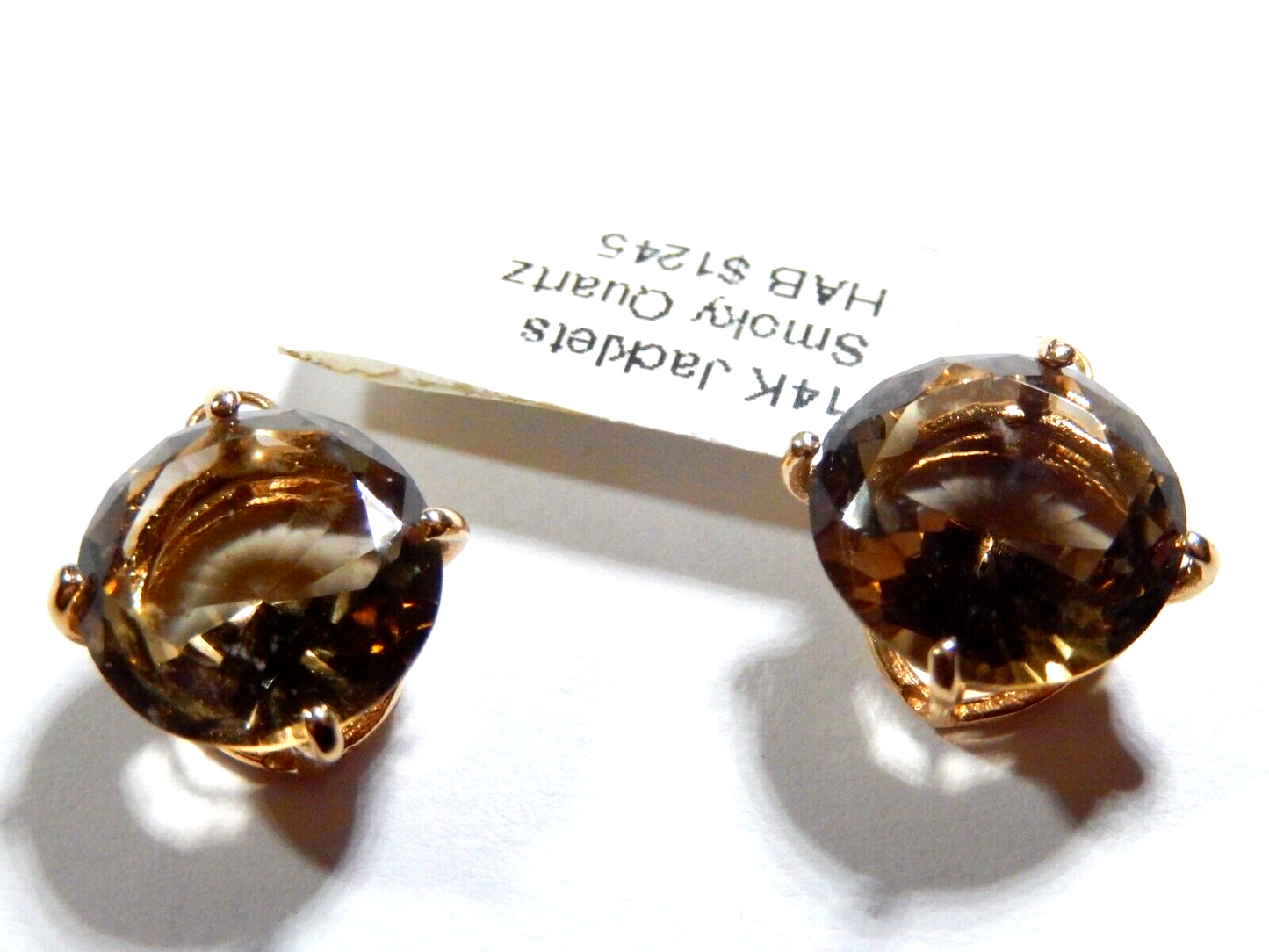 *NEW* 14K Yellow Gold 12 CT Smoky Quartz Jackets for Stud Earrings