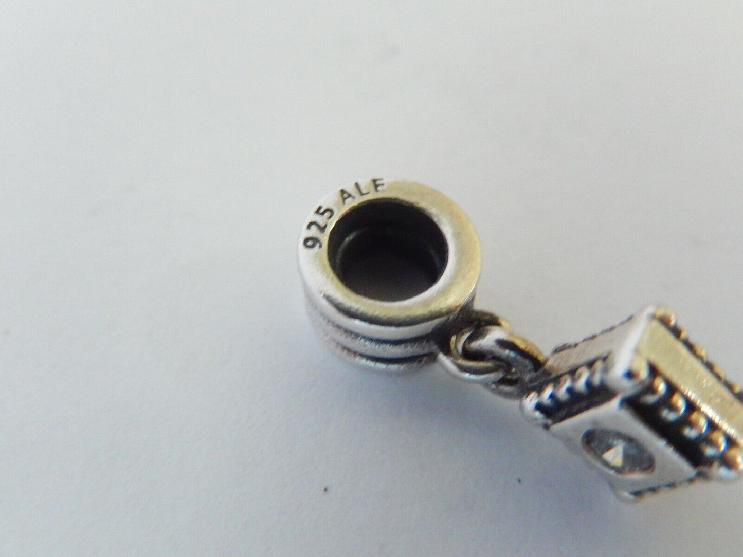 Beautiful Modern Sterling Silver 925 Pandora ALE Two Diamond  Bead Charm