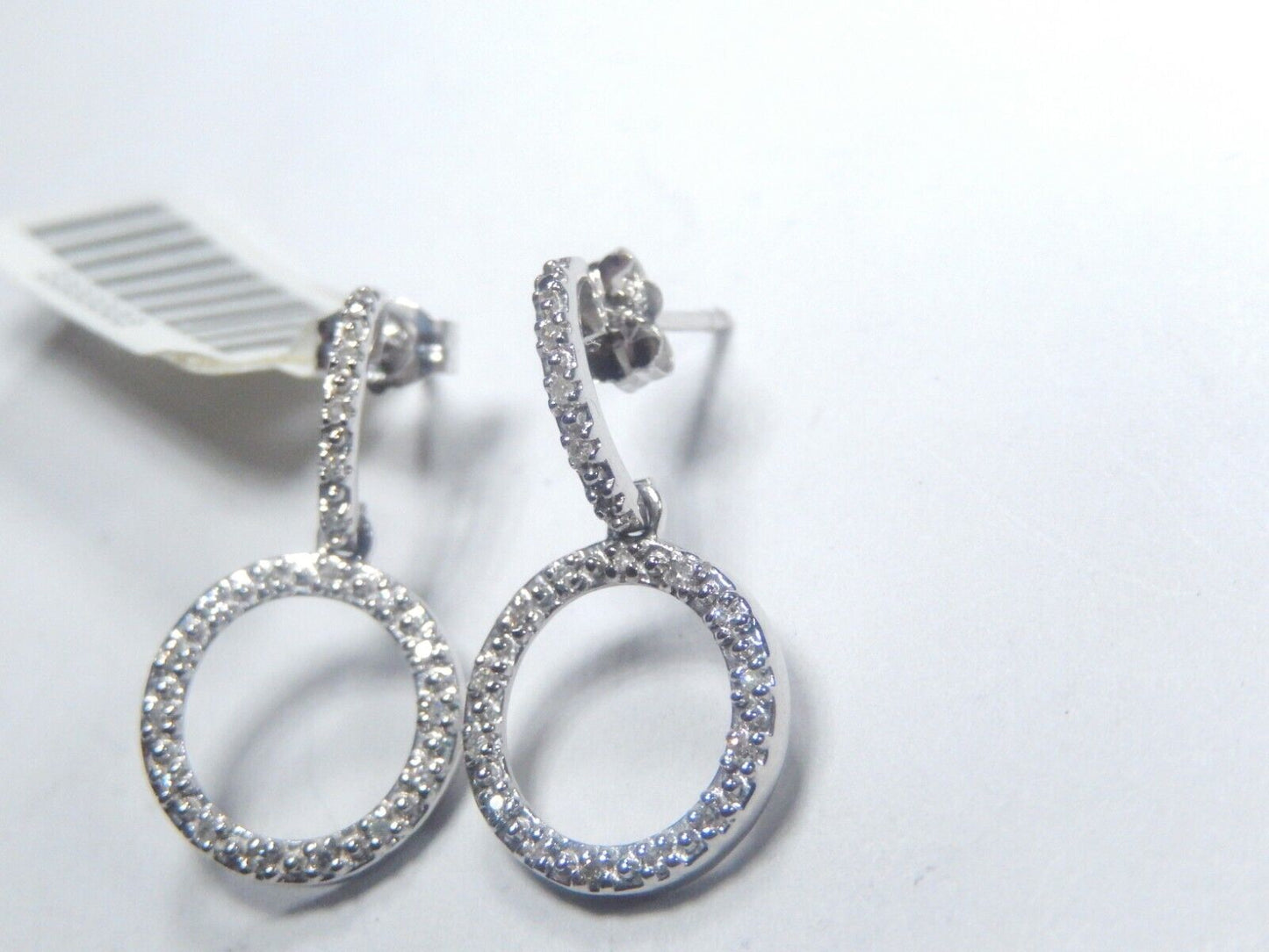 10K White Gold 1/3ct Cluster Diamond Dangle Earrings