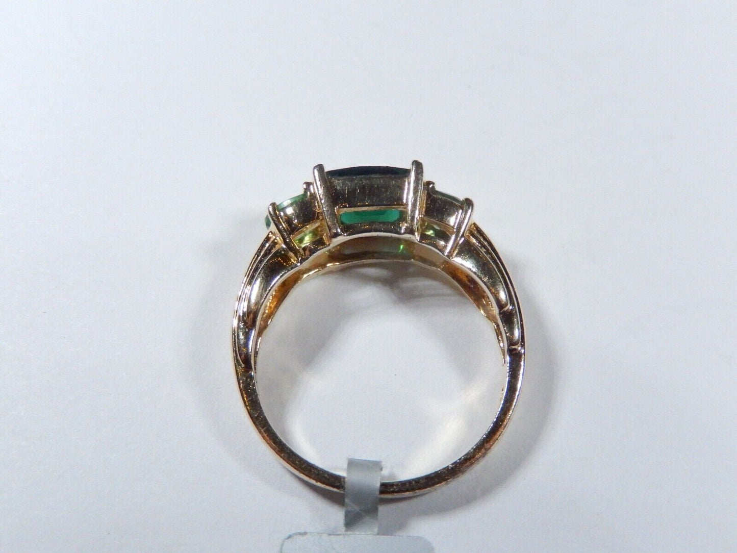 Vintage 18K Vermeil Sterling Silver Lab Emerald  Ring Size 9.25