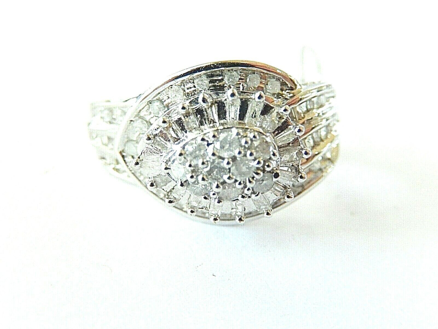 10k White Gold Pear 1.25CT Diamond  Cluster French-Clip Earrings 22mm x 13.5mm