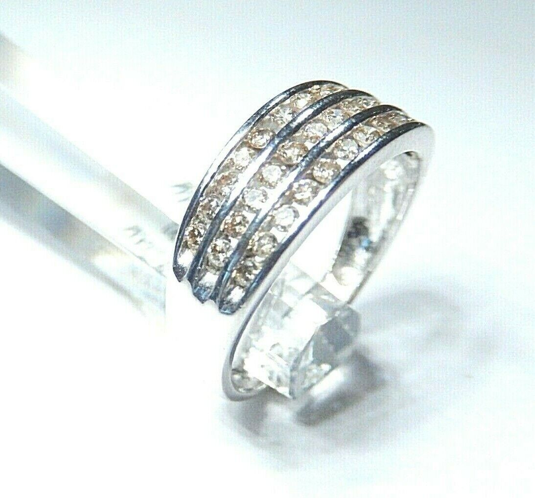 *NWT* 10K White Gold 3/4CT Diamond Anniversary Wedding Band Bridal Ring Sz 7.75