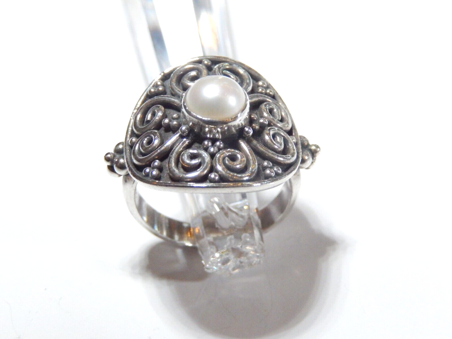 *VINTAGE*  Natural Freshwater Pearl Gemstone 925 Sterling Silver Ring Sz 6.5